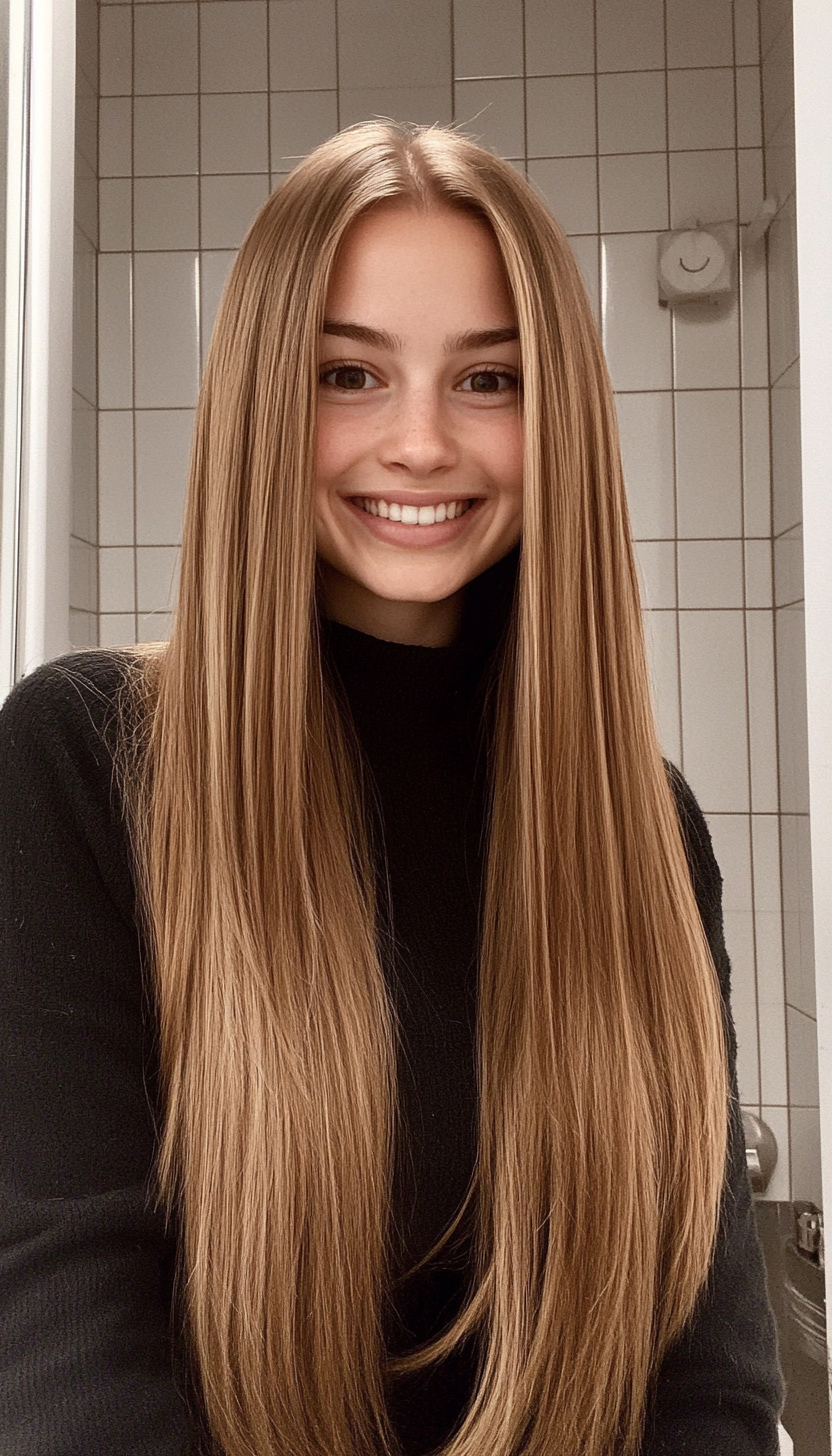 9. Long Blunt Cut with Golden Brown (Spring Hairstyles) - Spring Hairstyles