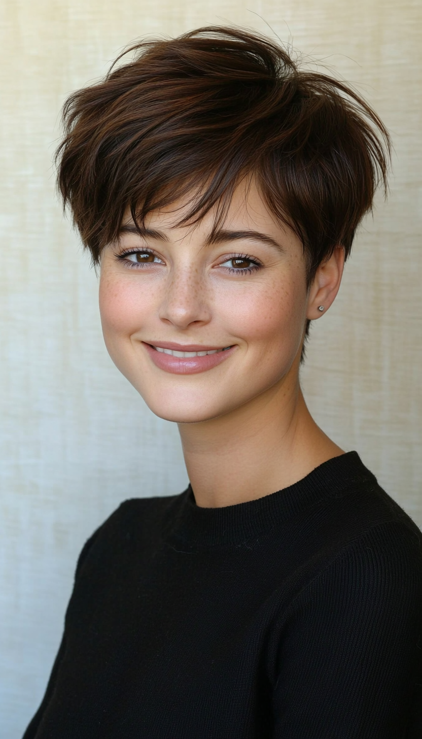 14. Layered Pixie Cut in Dark Mahogany (Spring Hairstyles) - Spring Hairstyles