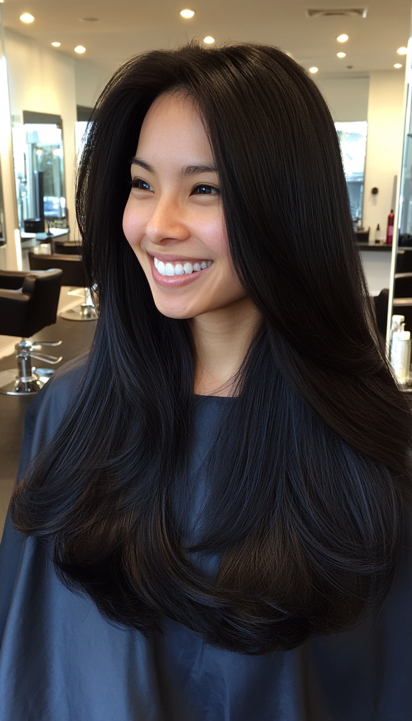 16. Long Layers with Jet Black Shine (Spring Hairstyles) - Spring Hairstyles