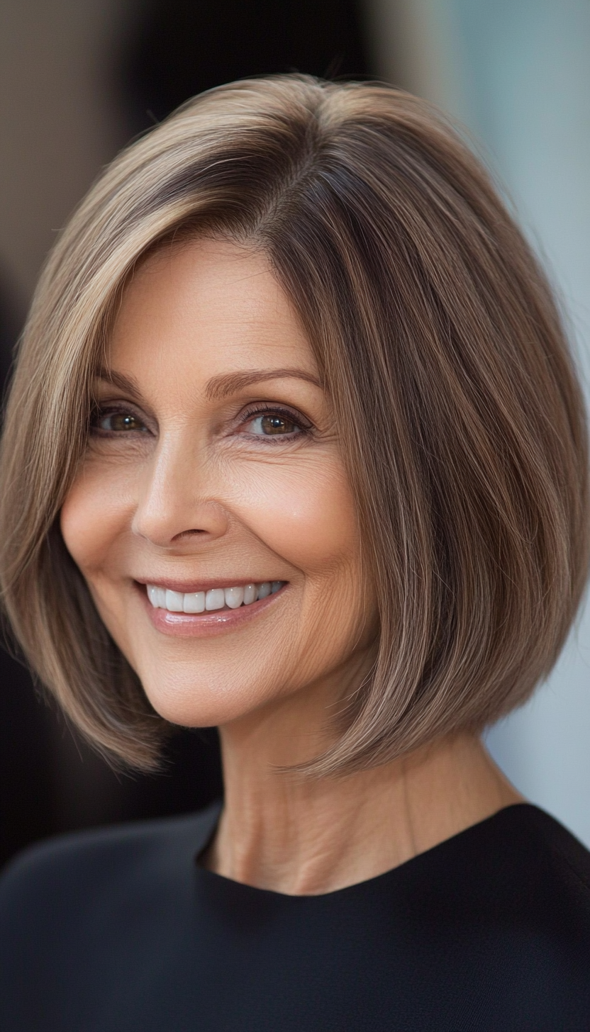 1. Soft Bob with Ash Brown (Hairstyles For Older Women With Fine Hair) - Hairstyles For Older Women With Fine Hair