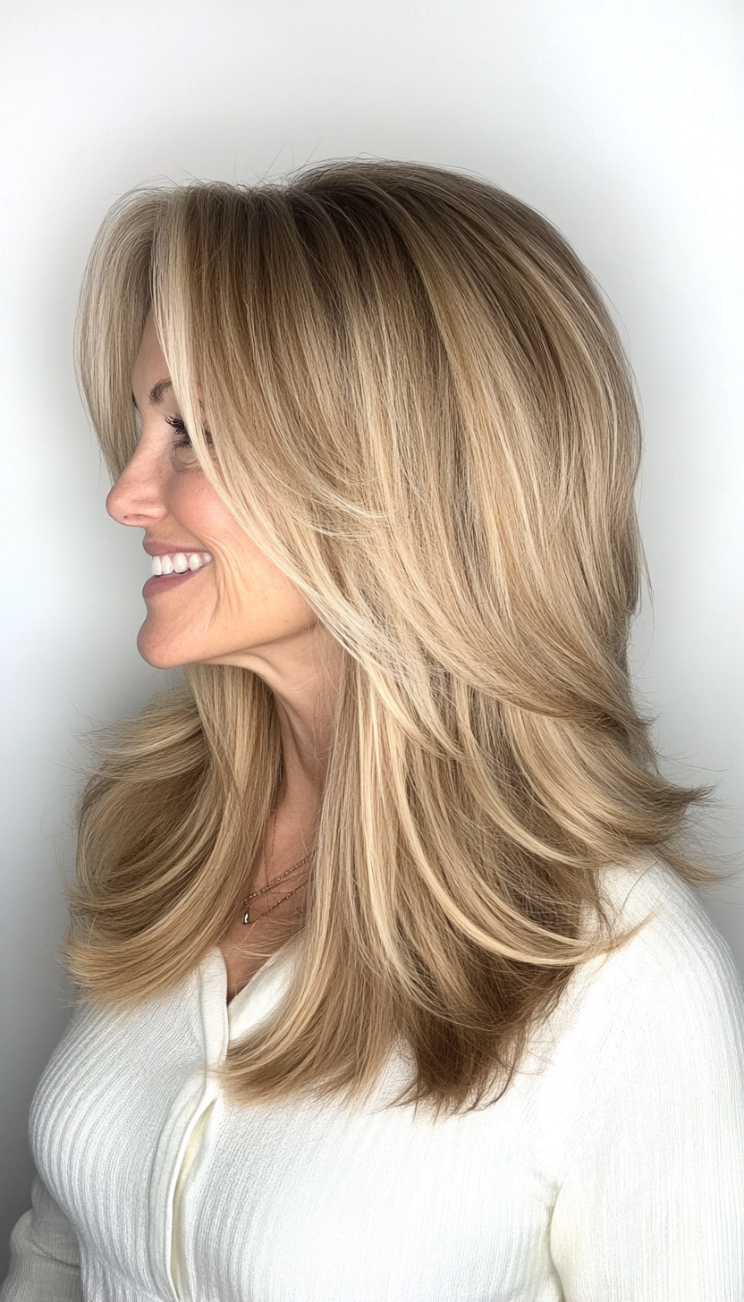 4. Curtain Bangs with Warm Blonde (Hairstyles For Older Women With Fine Hair) - Hairstyles For Older Women With Fine Hair
