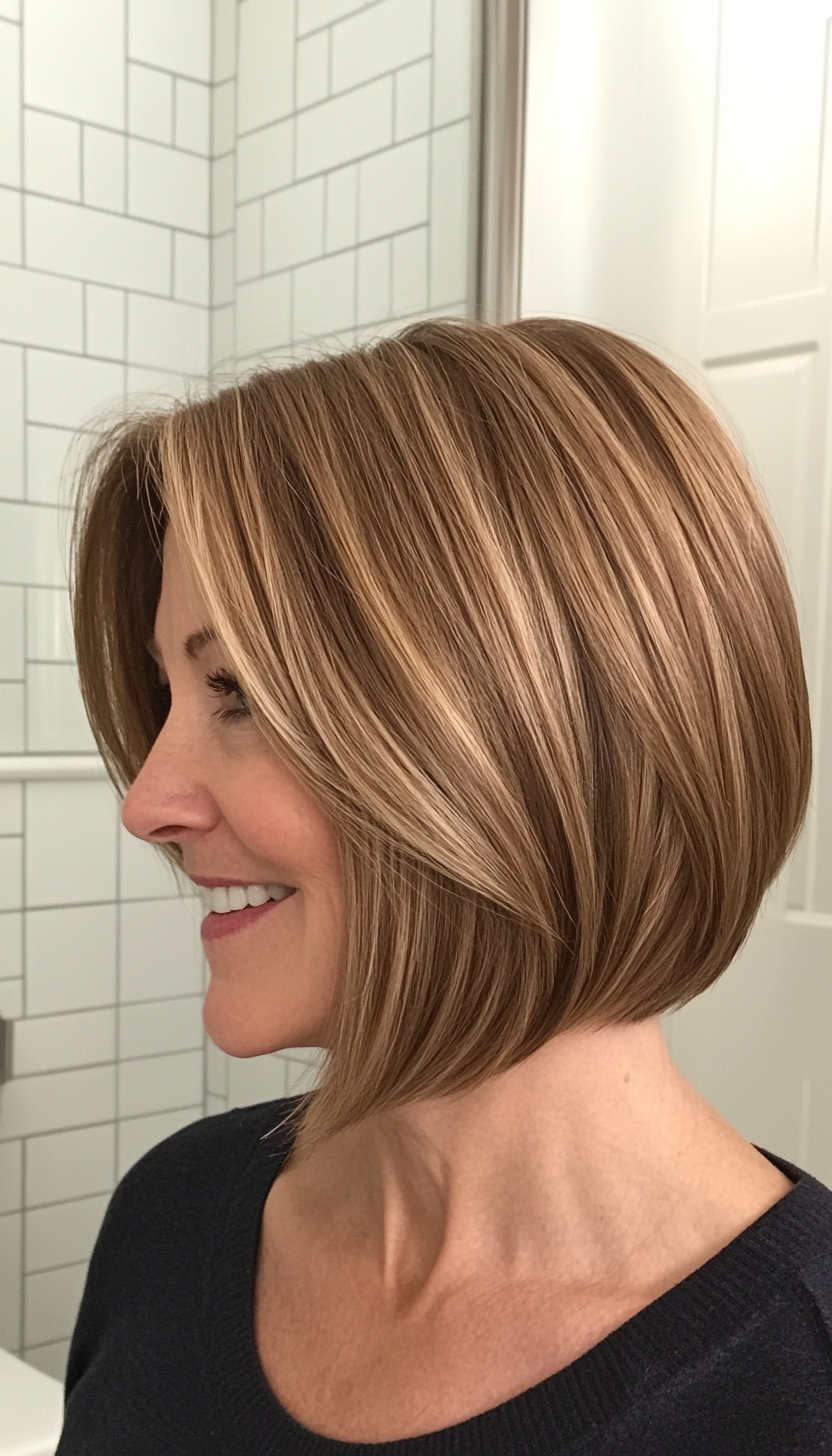 9. Classic Bob in Golden Brown (Hairstyles For Older Women With Fine Hair) - Hairstyles For Older Women With Fine Hair