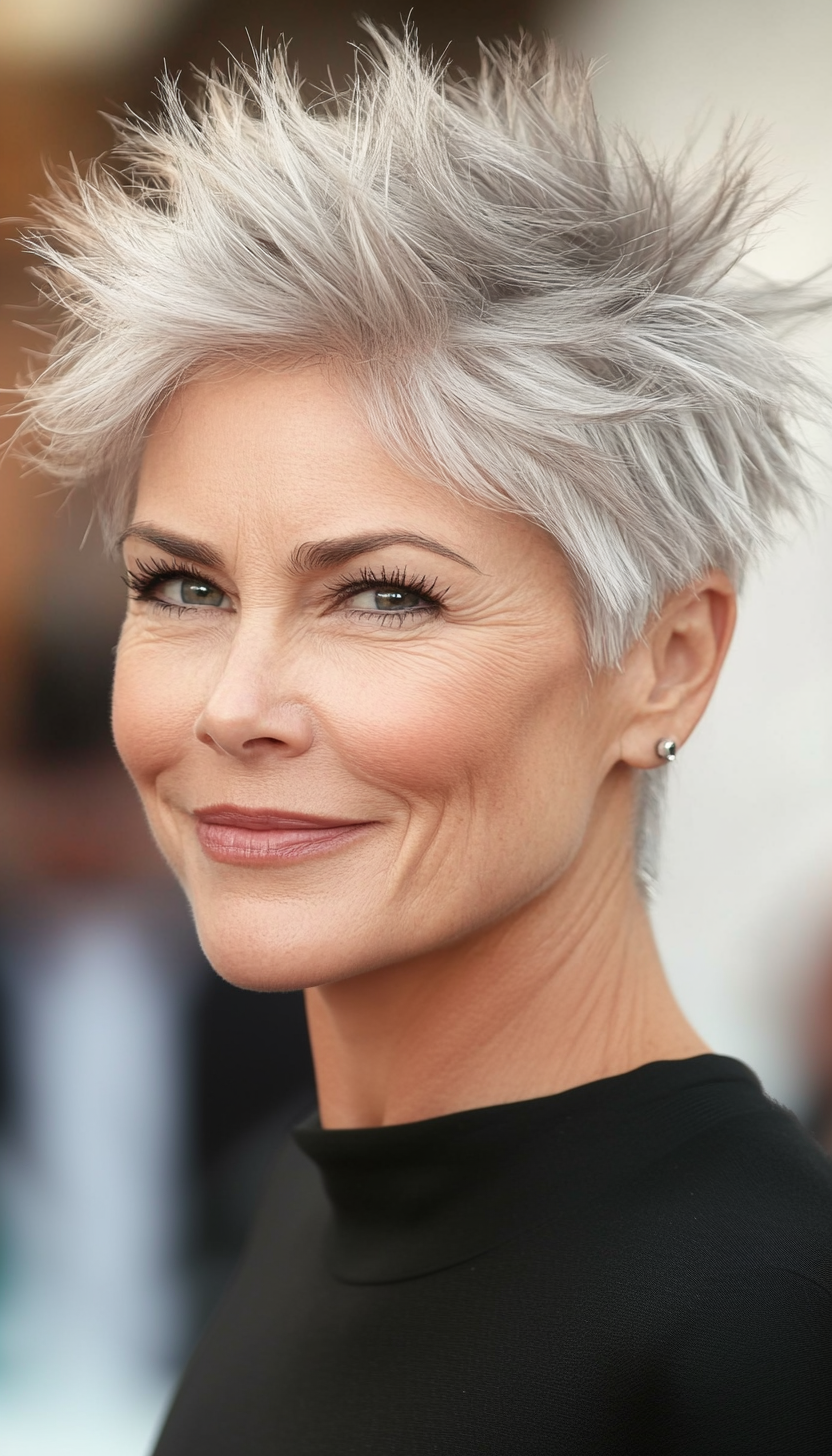 10. Textured Crop in Silver Blonde (Hairstyles For Older Women With Fine Hair) - Hairstyles For Older Women With Fine Hair