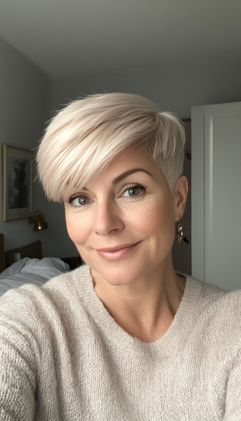 17. Classic Pixie with Champagne Blonde (Hairstyles For Older Women With Fine Hair) - Hairstyles For Older Women With Fine Hair