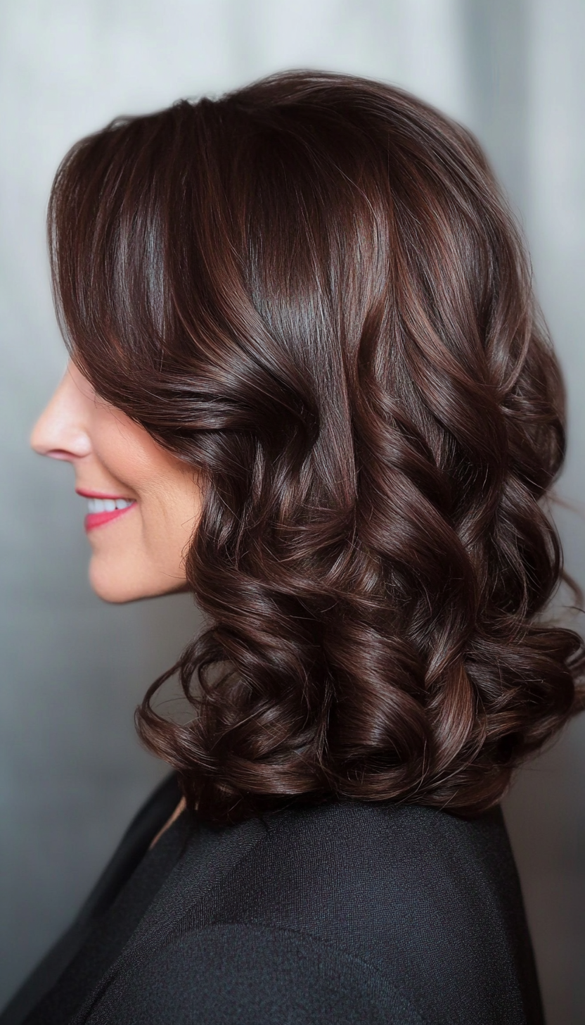 19. Soft Curls in Dark Mahogany (Hairstyles For Older Women With Fine Hair) - Hairstyles For Older Women With Fine Hair