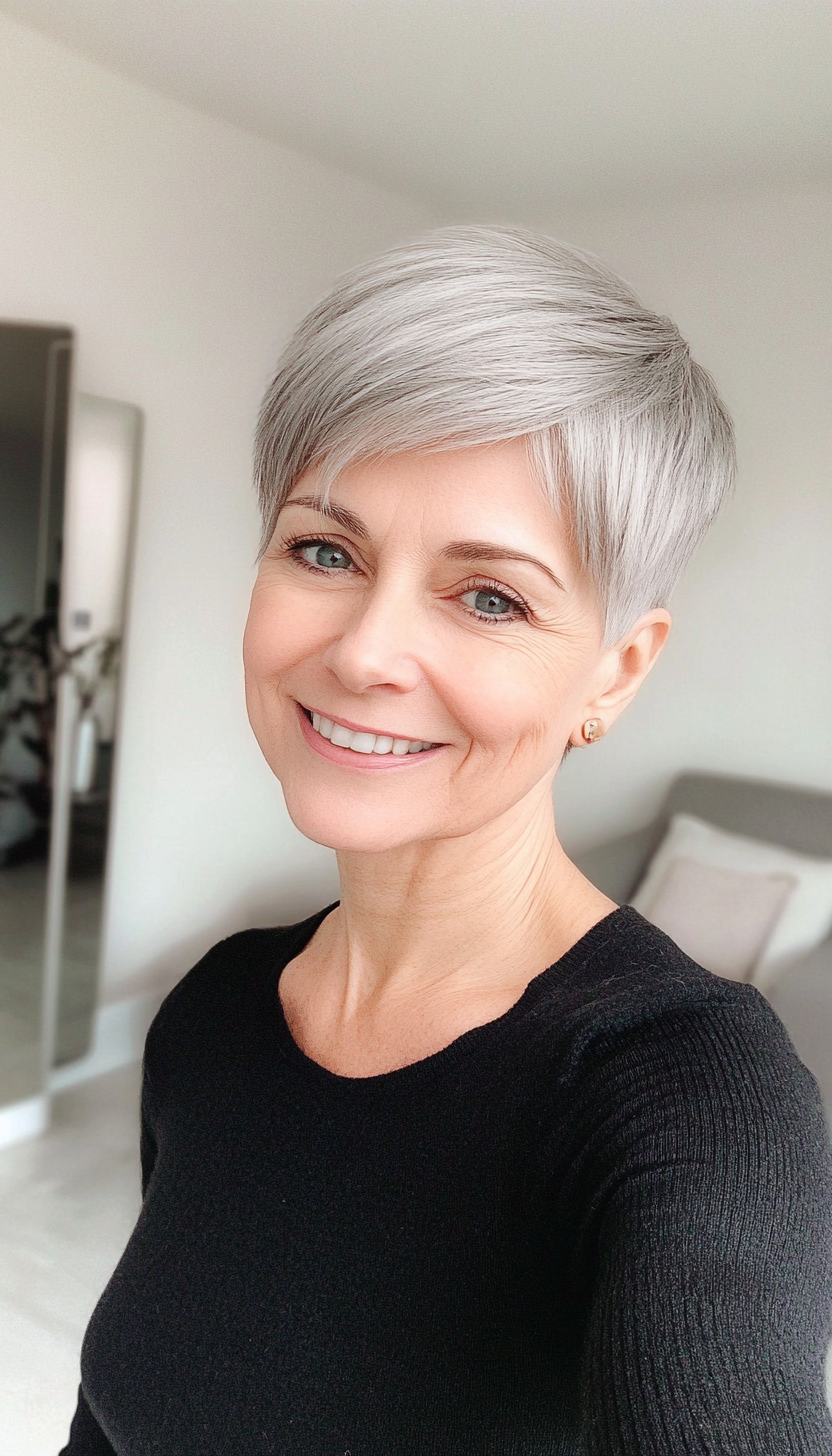 22. Short Crop in Smoky Gray (Hairstyles For Older Women With Fine Hair) - Hairstyles For Older Women With Fine Hair