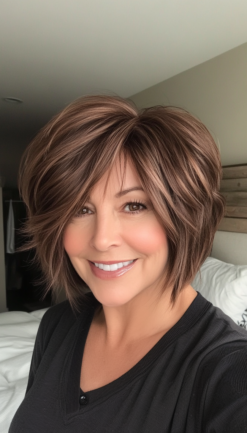 27. Tapered Shag in Coffee Brown (Hairstyles For Older Women With Fine Hair) - Hairstyles For Older Women With Fine Hair