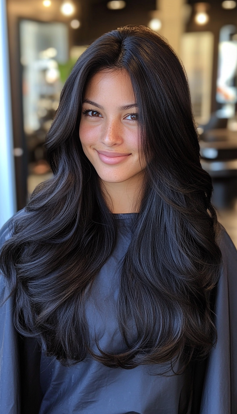 4. Soft Ebony Layers (Long Wavy Haircuts) - Long Wavy Haircuts