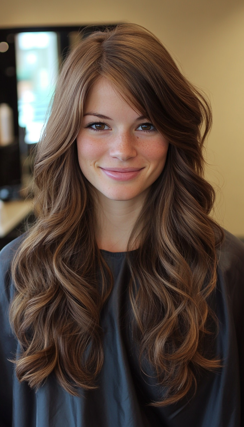 11. Maple Brown Cascades (Long Wavy Haircuts) - Long Wavy Haircuts