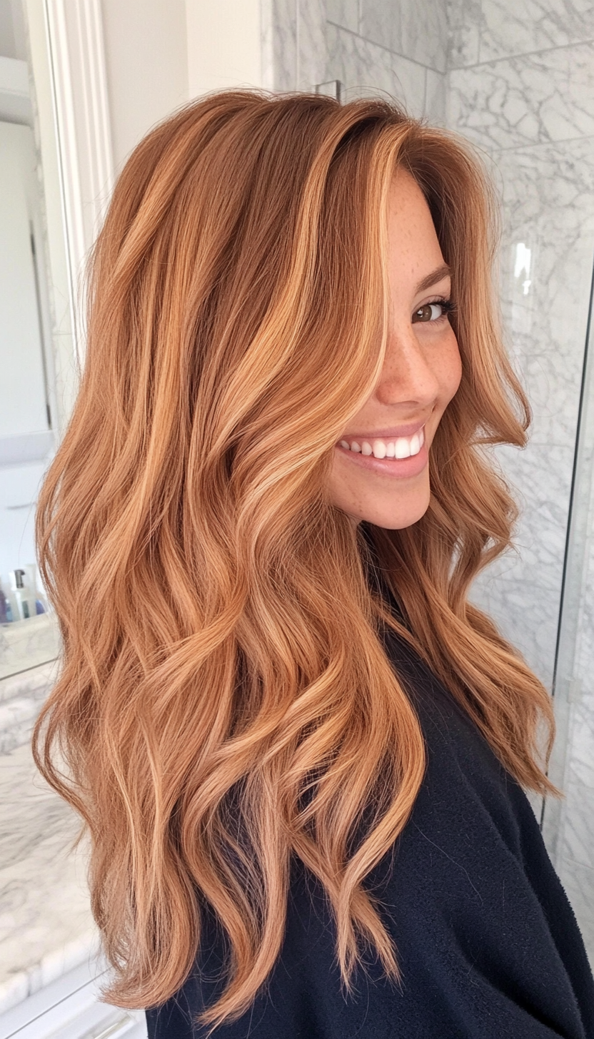 13. Cinnamon Spice Waves (Long Wavy Haircuts) - Long Wavy Haircuts