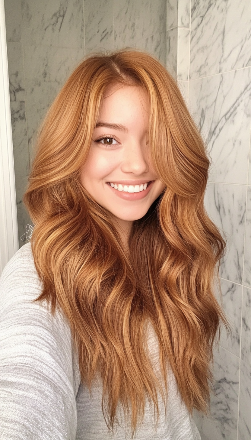 14. Amber Glaze Tresses (Long Wavy Haircuts) - Long Wavy Haircuts