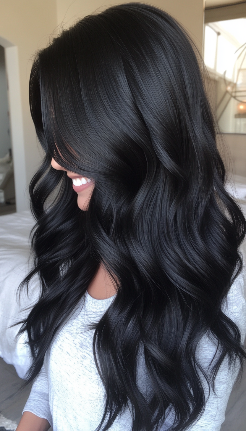 17. Classic Jet Black Waves (Long Wavy Haircuts) - Long Wavy Haircuts