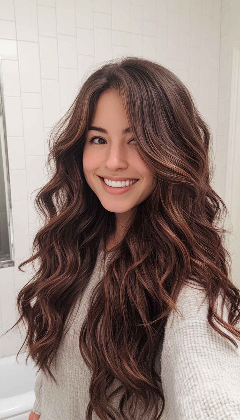 20. Deep Mahogany Waves (Long Wavy Haircuts) - Long Wavy Haircuts
