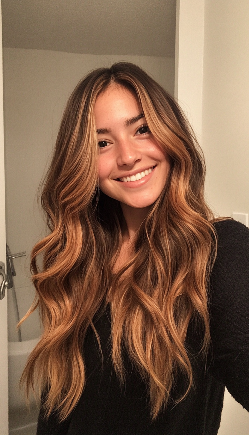 21. Chestnut Ombre Waves (Long Wavy Haircuts) - Long Wavy Haircuts