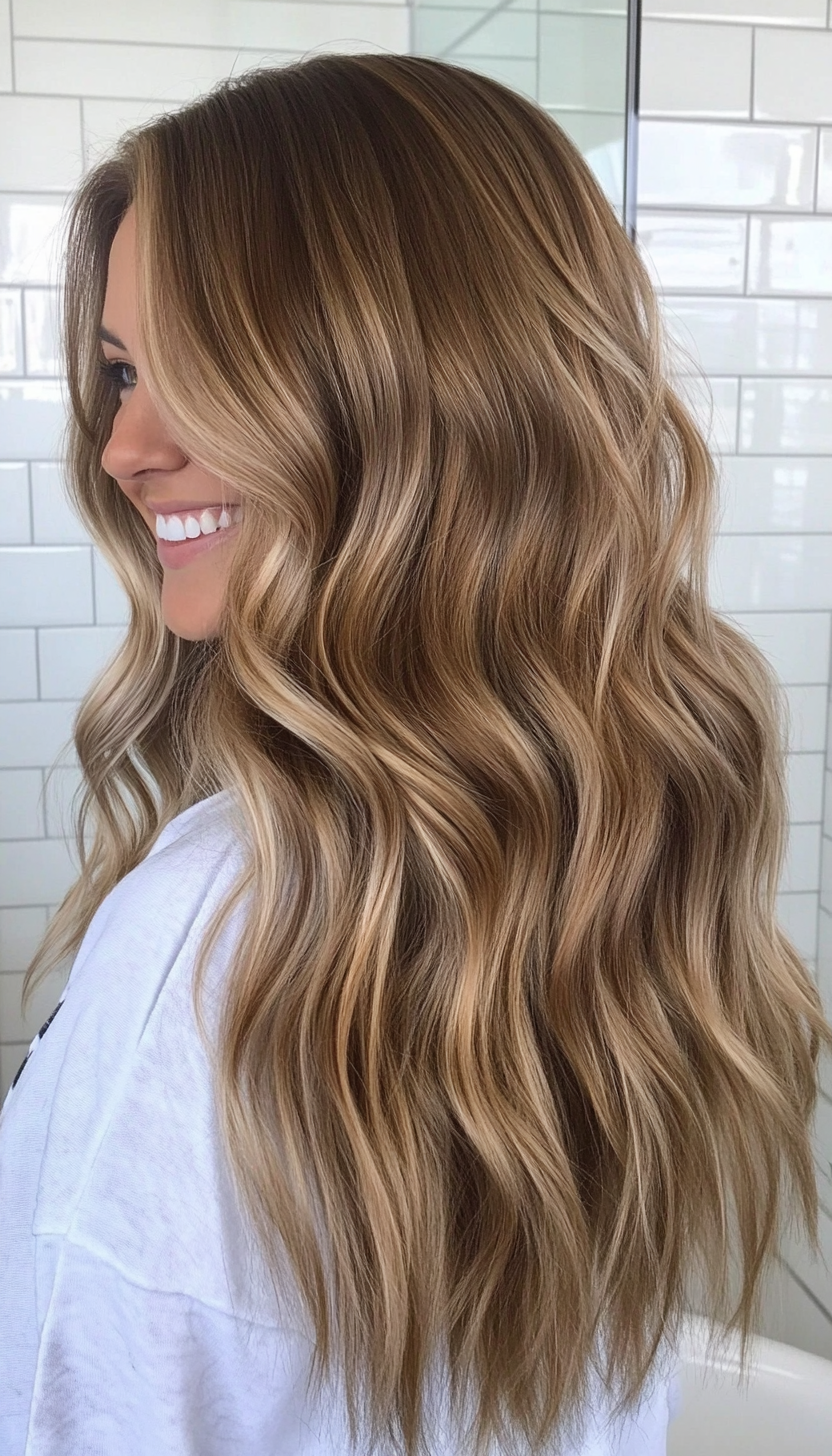 22. Light Brown Balayage (Long Wavy Haircuts) - Long Wavy Haircuts