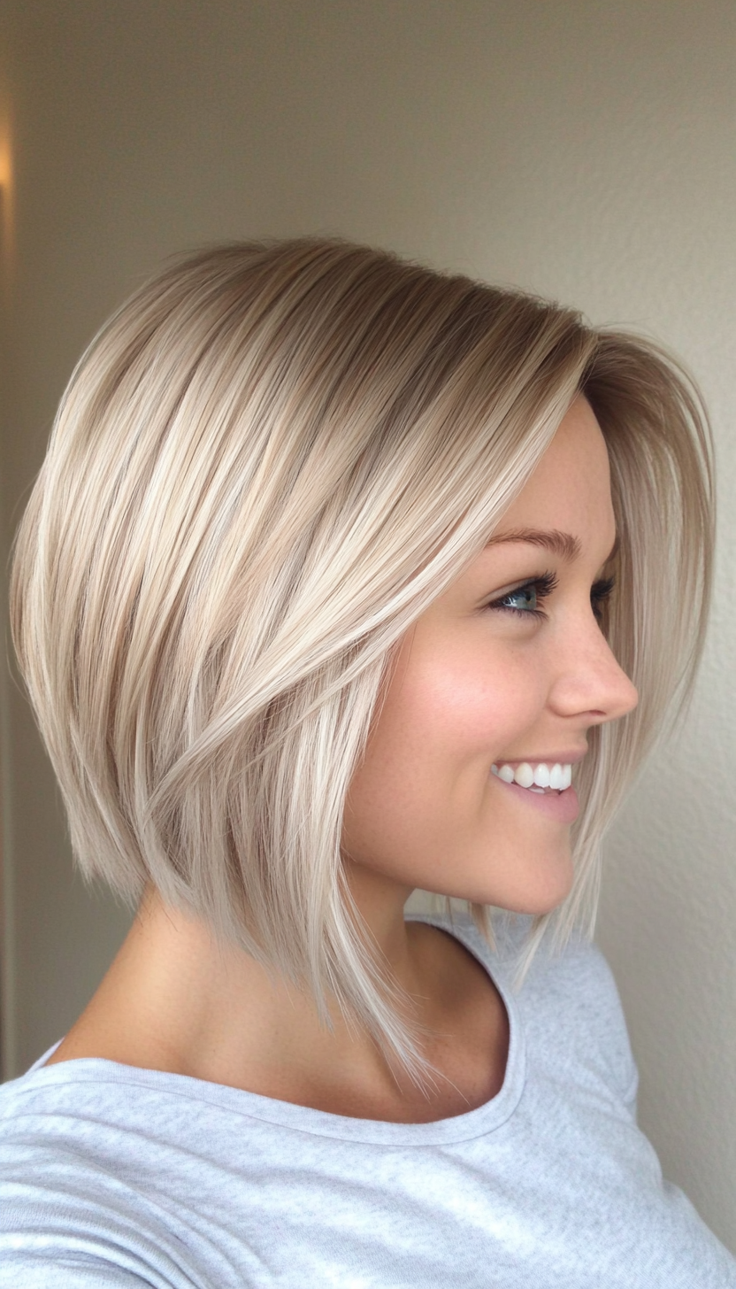 15. Ash Blonde Angled Bob (Short Blonde Haircuts) - Short Blonde Haircuts