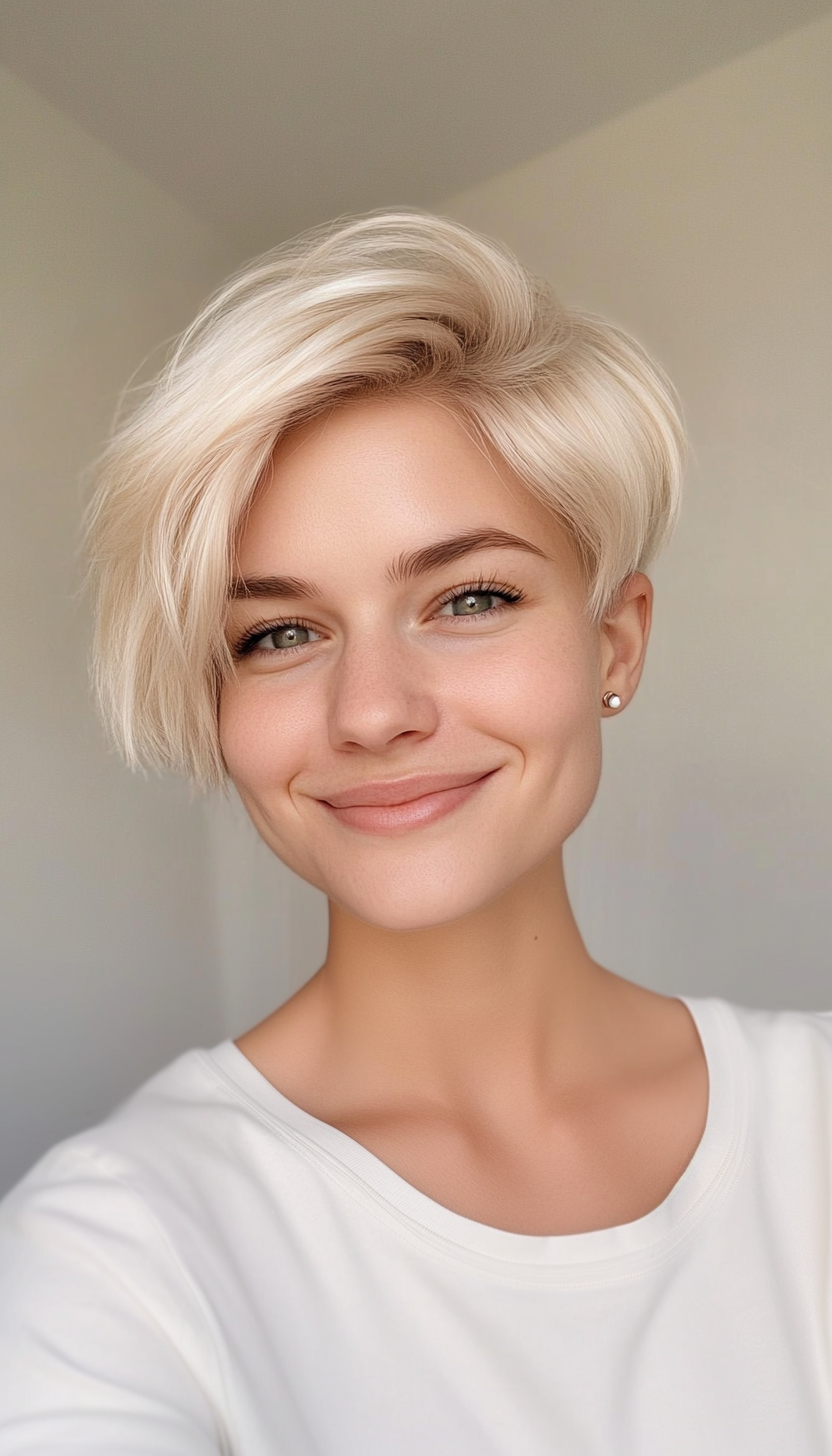 18. Pale Blonde Undone Pixie (Short Blonde Haircuts) - Short Blonde Haircuts