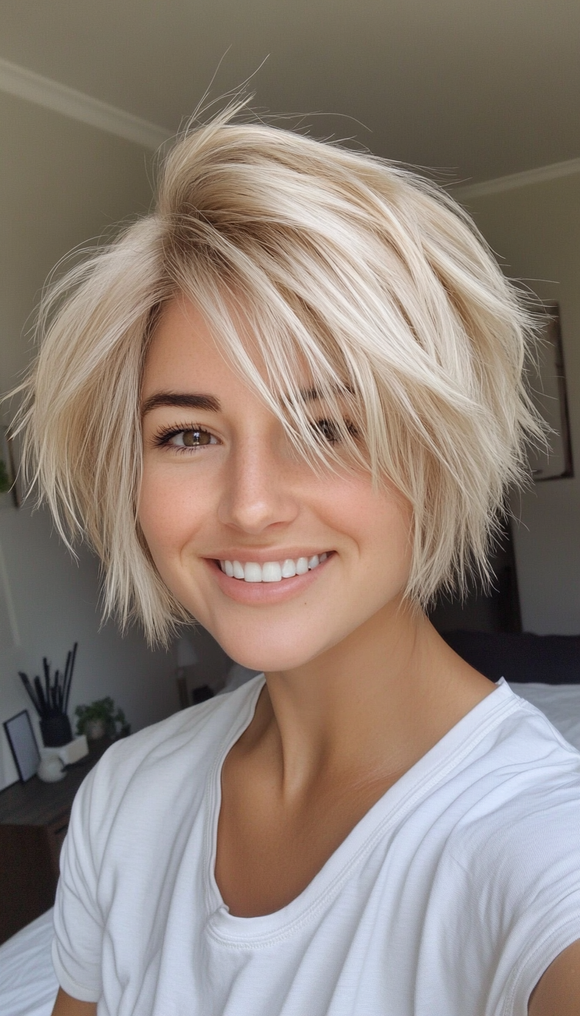 23. Butter Blonde Shaggy Cut (Short Blonde Haircuts) - Short Blonde Haircuts