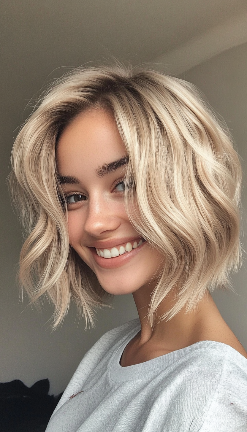 26. Soft Beige Blonde Wavy Crop (Short Blonde Haircuts) - Short Blonde Haircuts