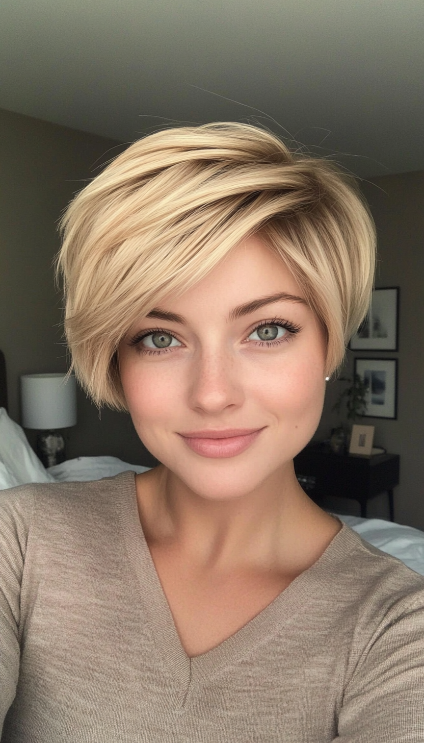 8. Caramel Blonde Layered Cut (Short Blonde Haircuts) - Short Blonde Haircuts