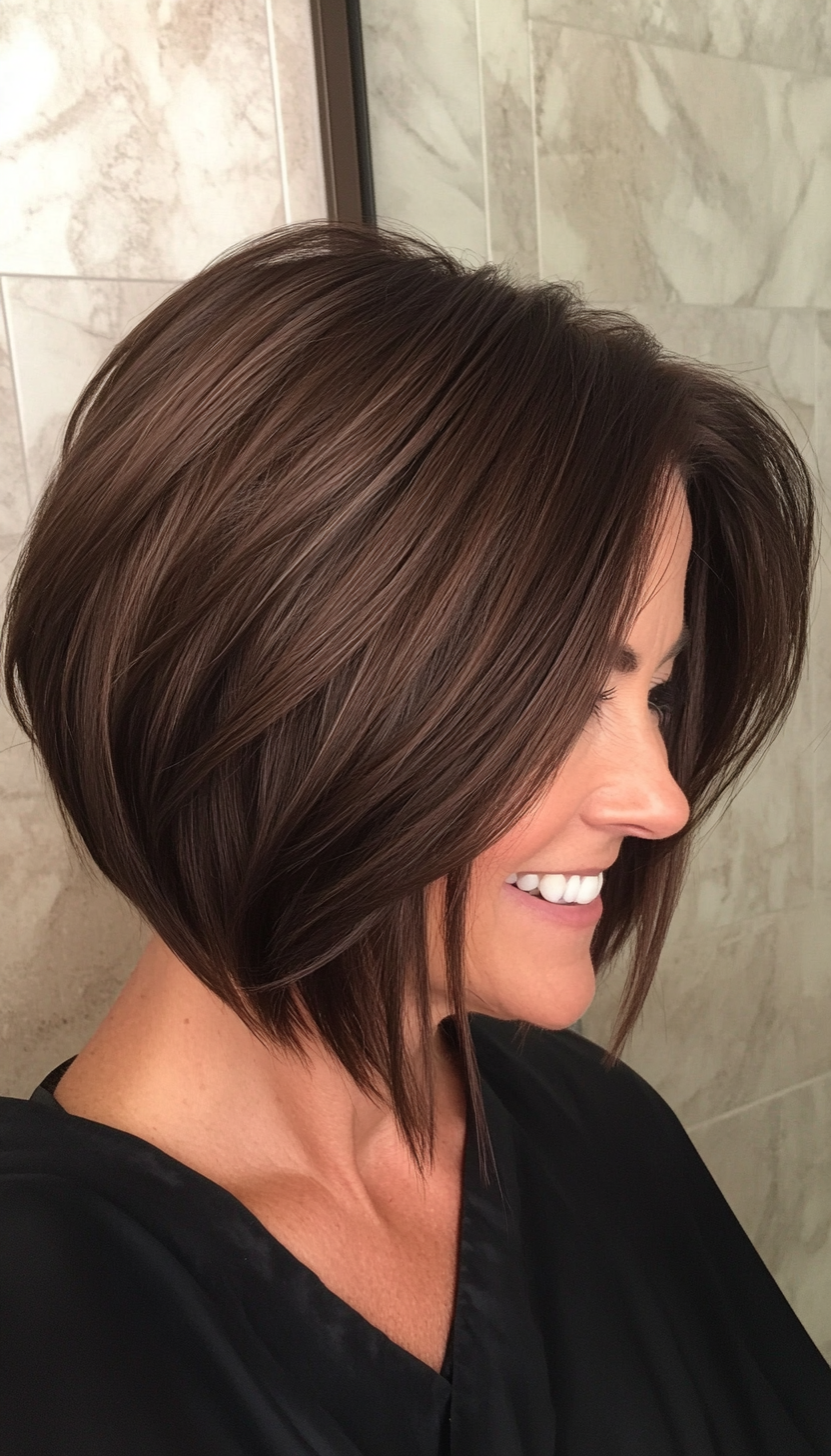 8. Dark Chocolate Inverted Bob (Bob Hairstyles For Women Over 40) - Bob Hairstyles For Women Over 40