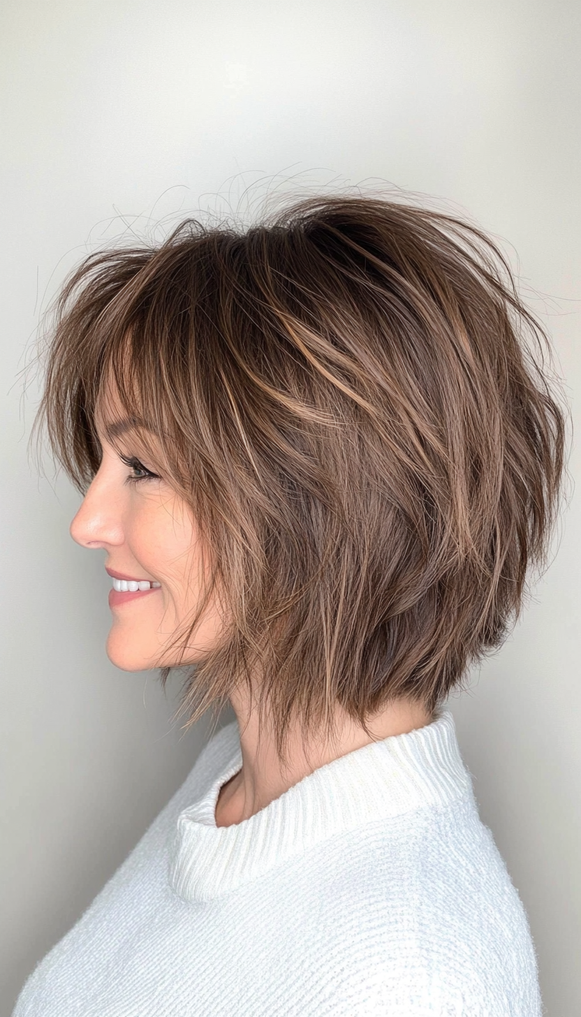 12. Soft Brown Shaggy Bob (Bob Hairstyles For Women Over 40) - Bob Hairstyles For Women Over 40