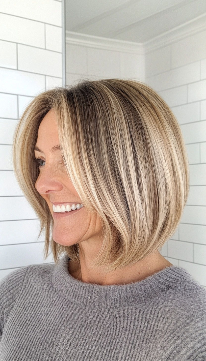 13. Warm Blonde Collarbone Bob (Bob Hairstyles For Women Over 40) - Bob Hairstyles For Women Over 40