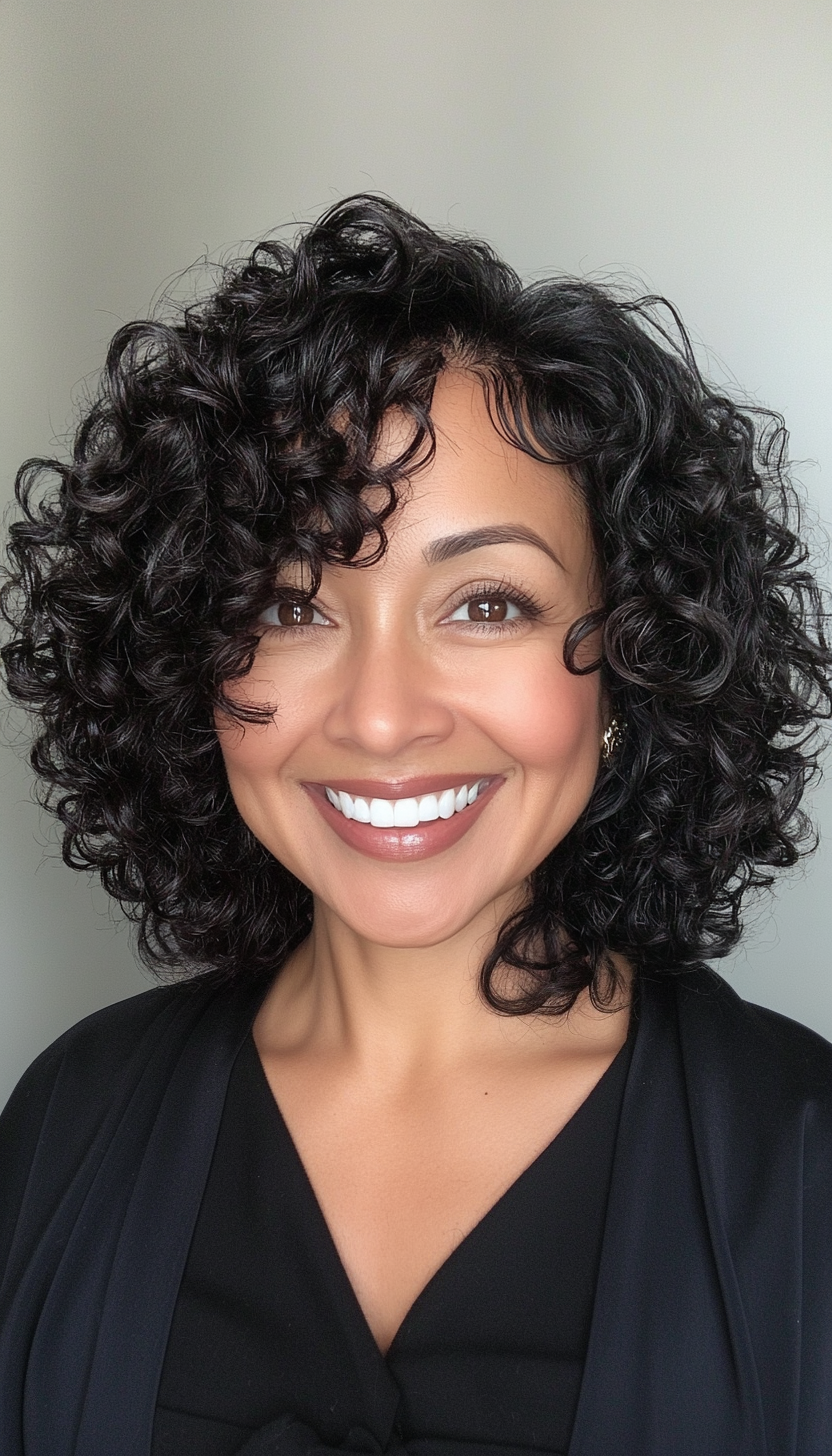 25. Natural Black Curly Bob (Bob Hairstyles For Women Over 40) - Bob Hairstyles For Women Over 40