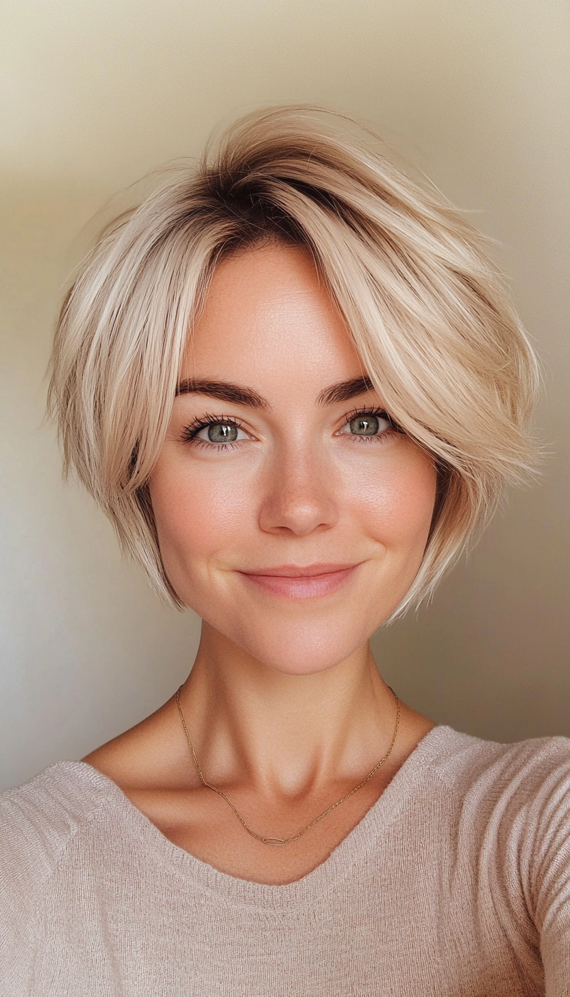 3. Feathered Crop in Soft Blonde (Layered Haircuts For Short Hair) - Layered Haircuts For Short Hair