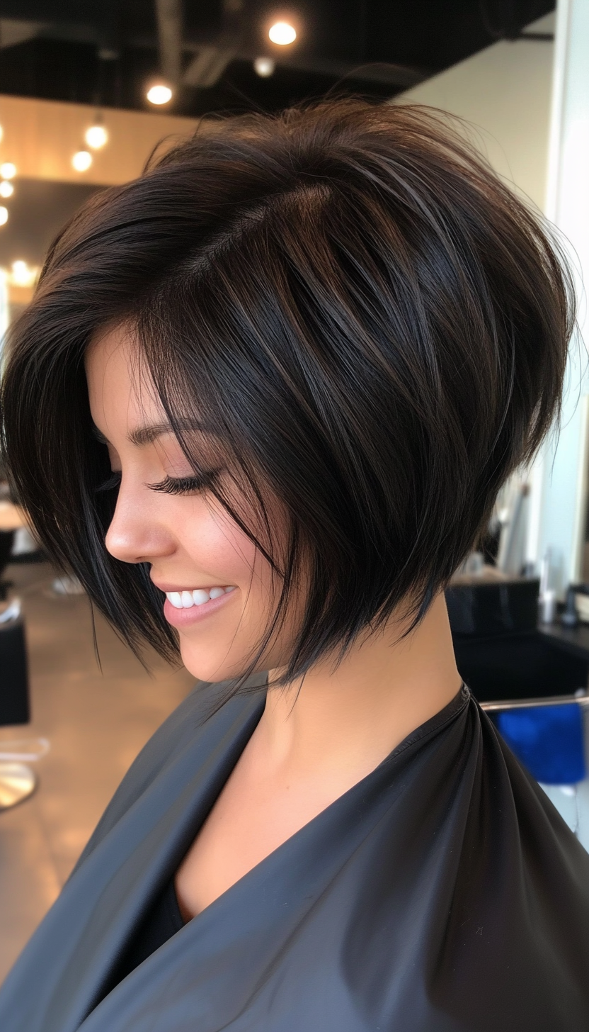 6. Asymmetrical Bob in Jet Black (Layered Haircuts For Short Hair) - Layered Haircuts For Short Hair