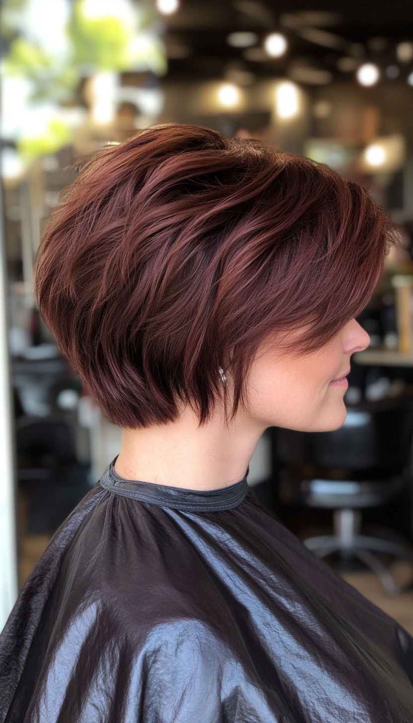 7. Short Layered Cut with Mahogany (Layered Haircuts For Short Hair) - Layered Haircuts For Short Hair