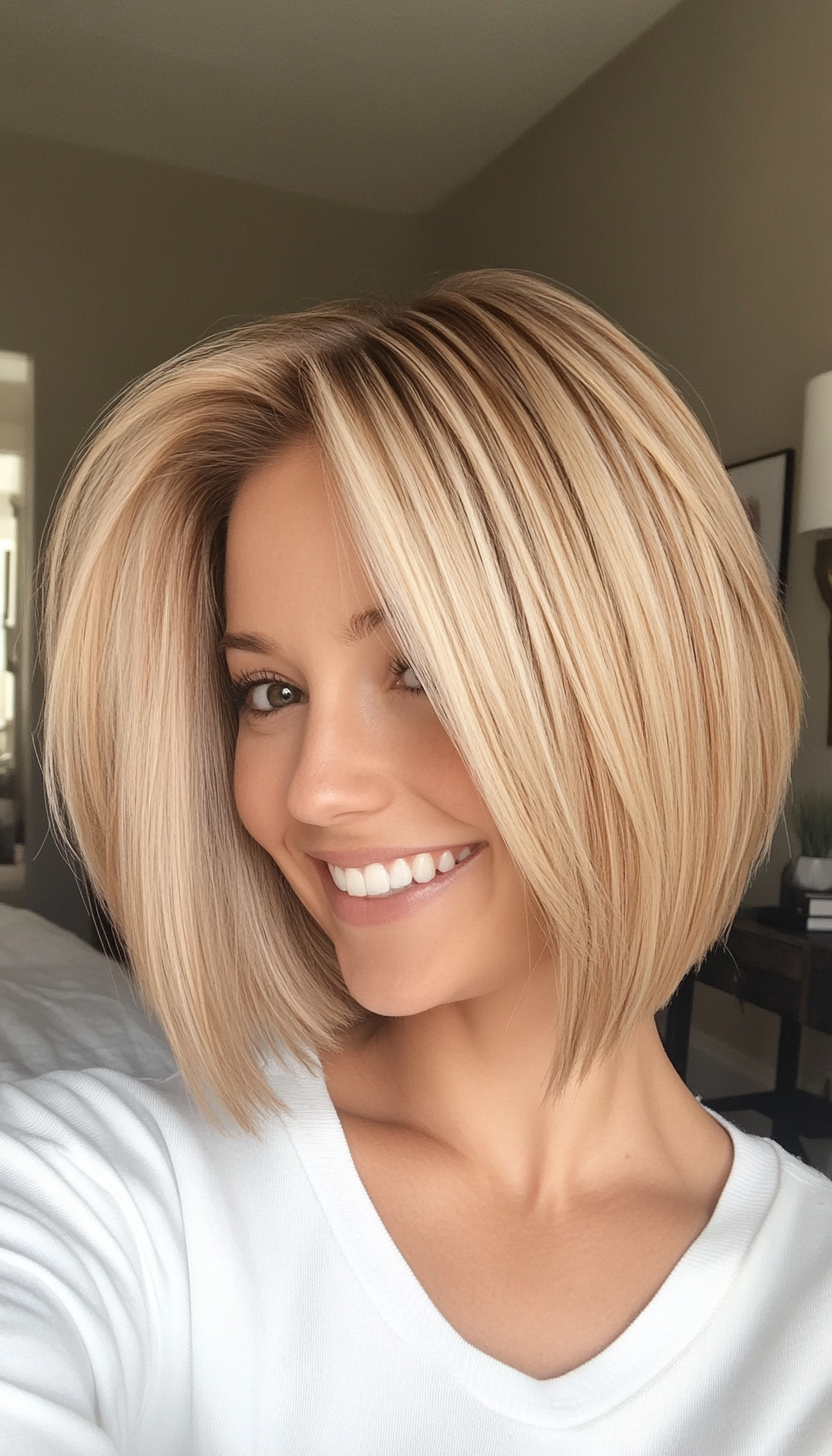 9. Graduated Bob with Honey Blonde (Layered Haircuts For Short Hair) - Layered Haircuts For Short Hair