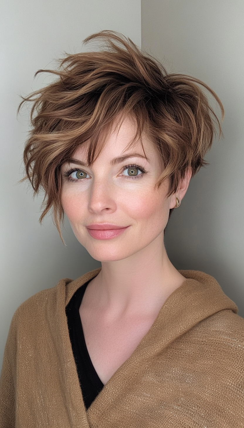 10. Choppy Pixie with Sandy Brown (Layered Haircuts For Short Hair) - Layered Haircuts For Short Hair