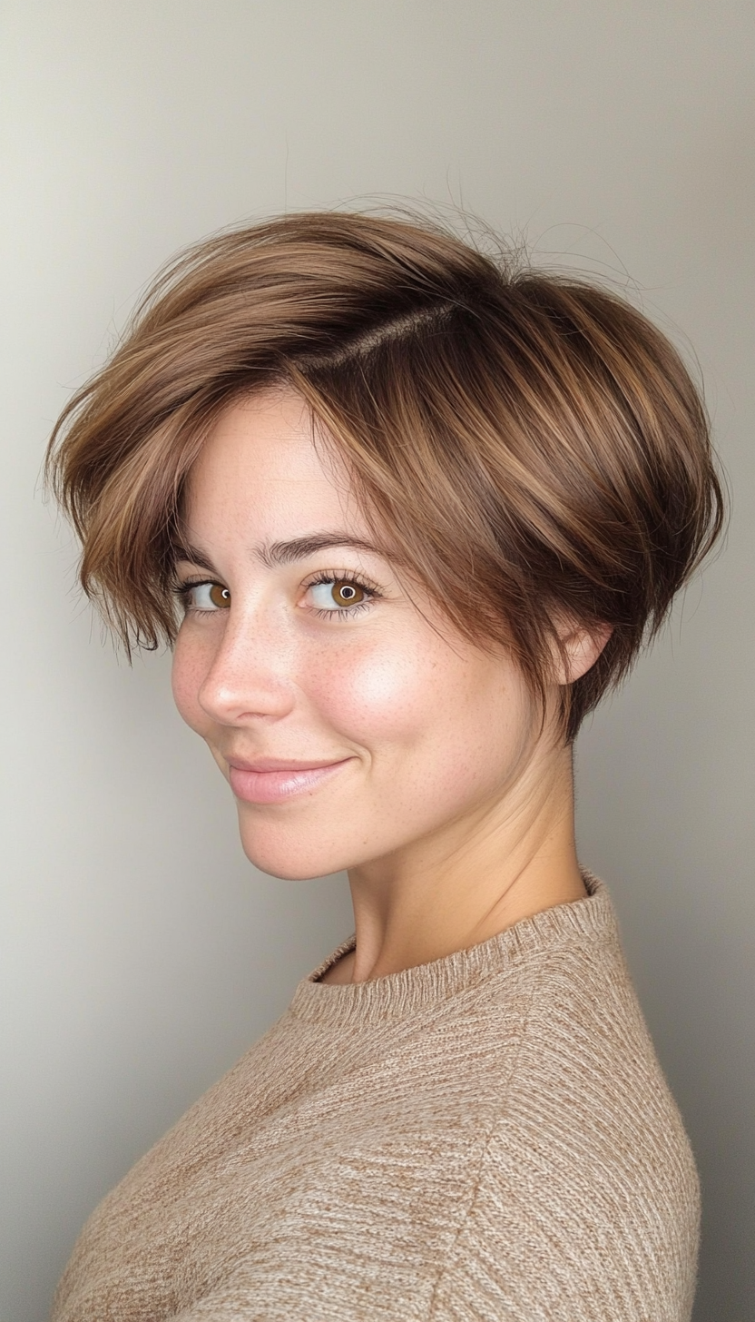 13. Tapered Crop in Deep Caramel (Layered Haircuts For Short Hair) - Layered Haircuts For Short Hair