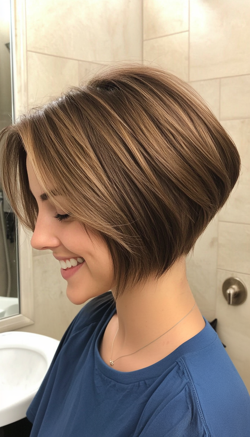 17. Angled Bob with Soft Brunette (Layered Haircuts For Short Hair) - Layered Haircuts For Short Hair