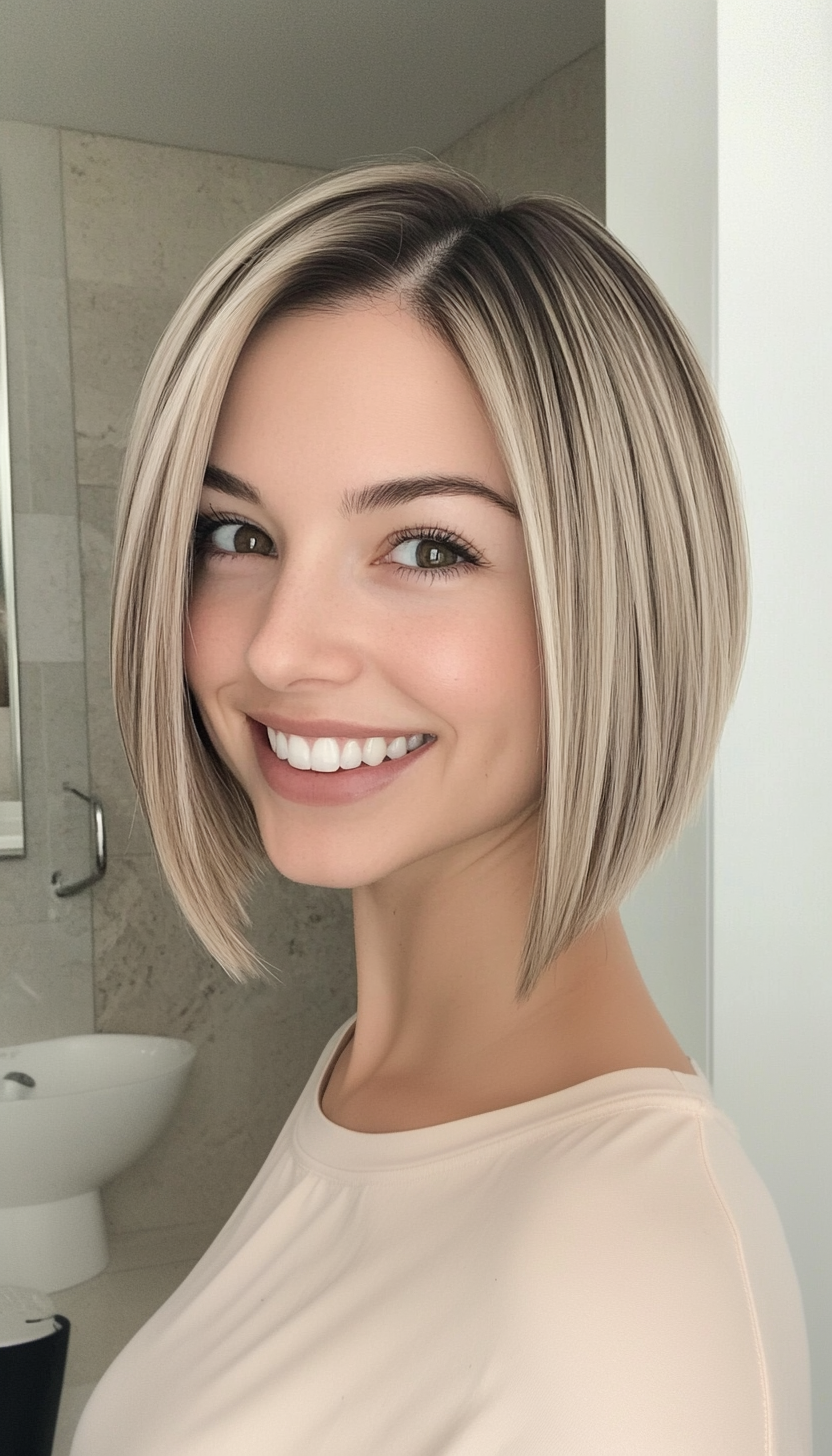 21. Straight Bob with Dark Blonde (Layered Haircuts For Short Hair) - Layered Haircuts For Short Hair