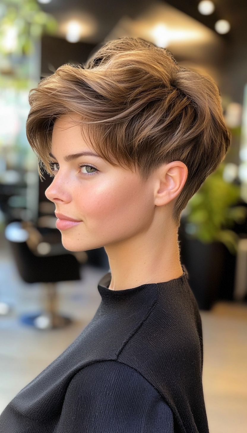 22. Layered Pixie in Warm Honey (Layered Haircuts For Short Hair) - Layered Haircuts For Short Hair