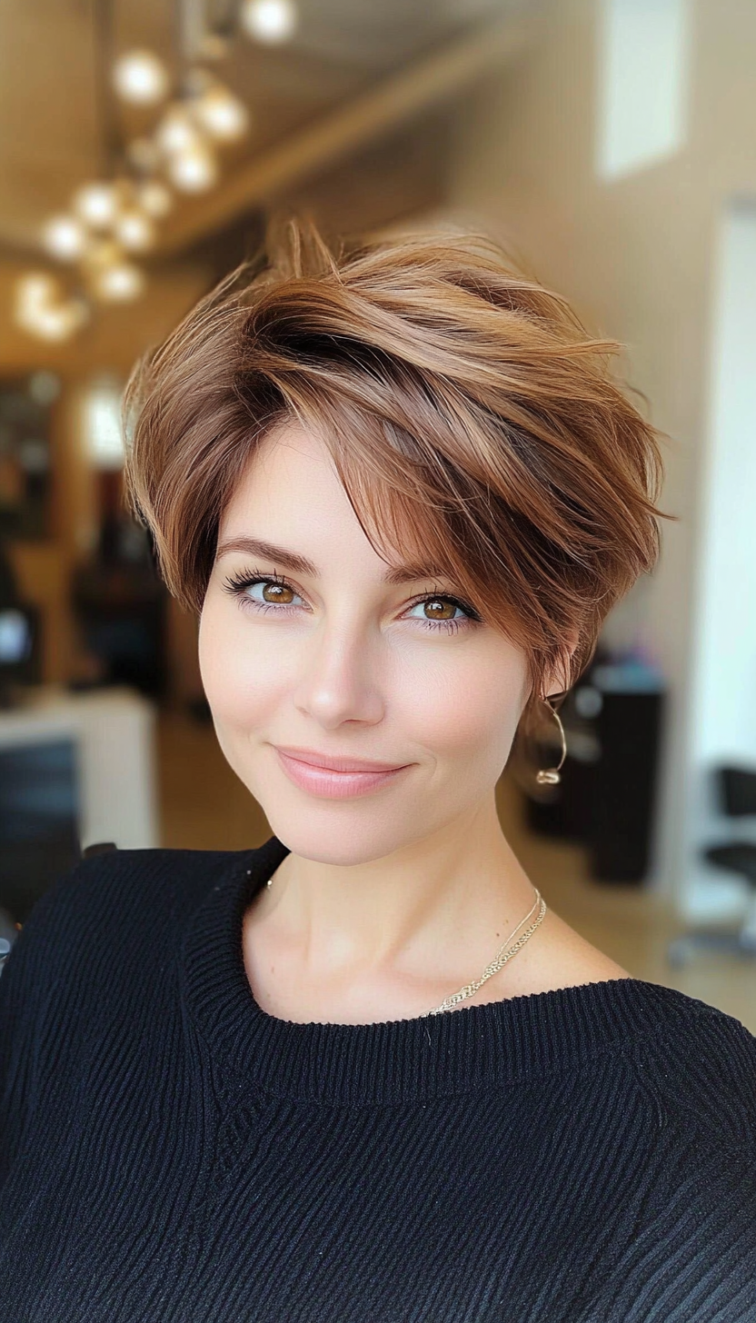 24. Face-Framing Layers in Cinnamon (Layered Haircuts For Short Hair) - Layered Haircuts For Short Hair