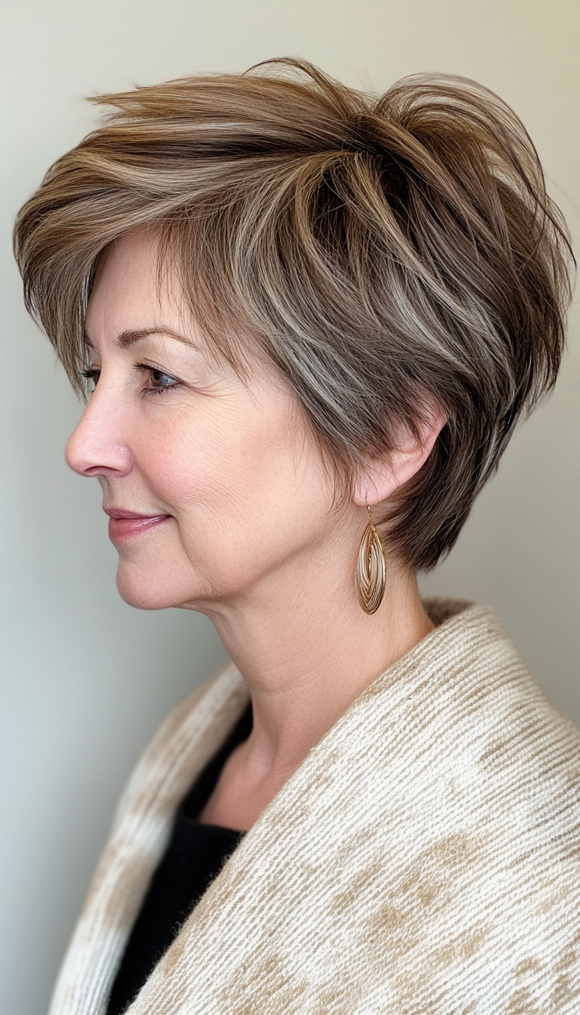 4. Ash Brown Textured Crop (Short Haircuts For Women Over 60) - Short Haircuts For Women Over 60