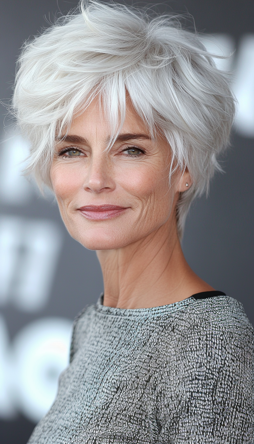 17. Soft White Tousled Pixie (Short Haircuts For Women Over 60) - Short Haircuts For Women Over 60