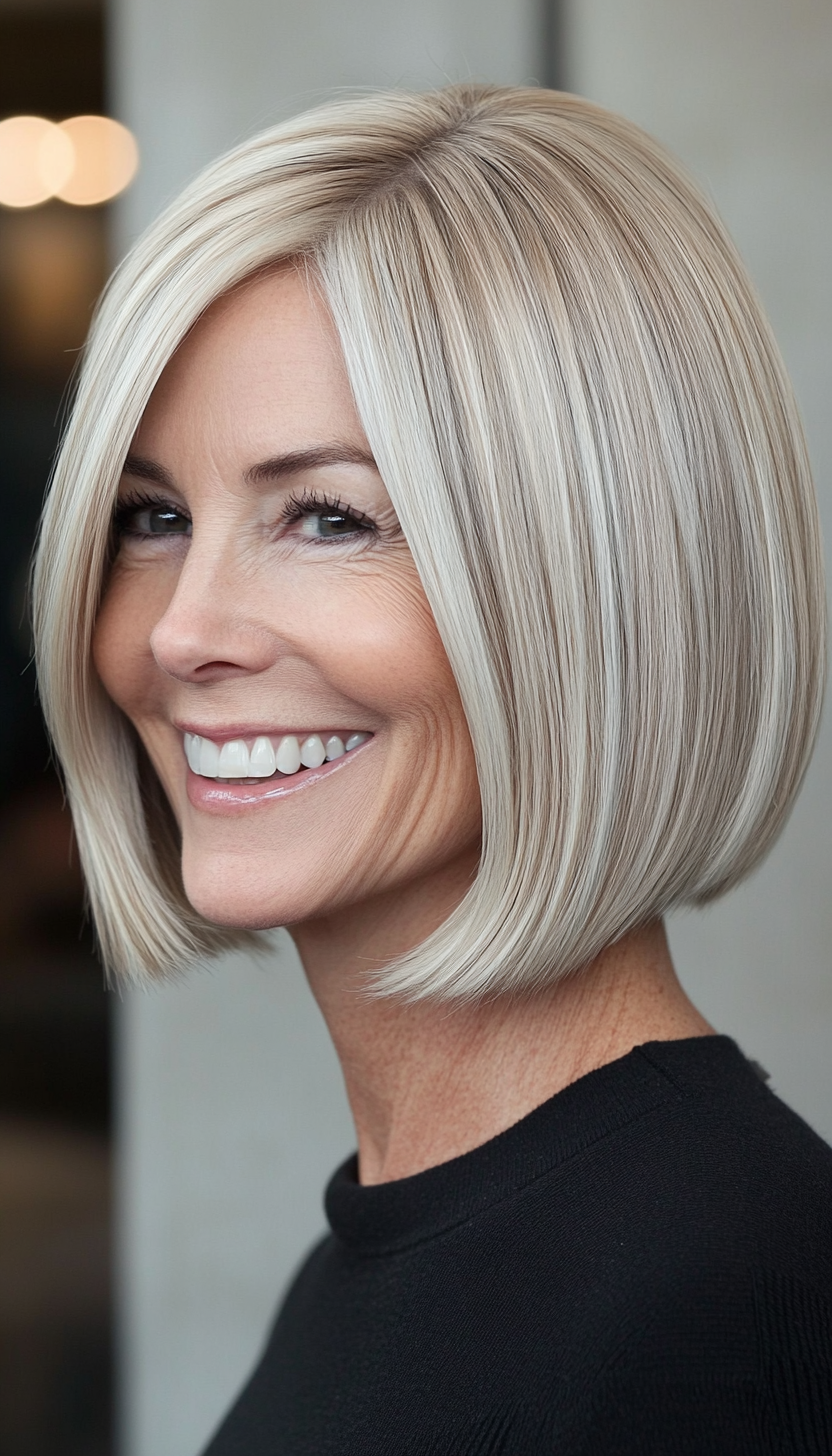 20. Beige Blonde Tapered Bob (Short Haircuts For Women Over 60) - Short Haircuts For Women Over 60
