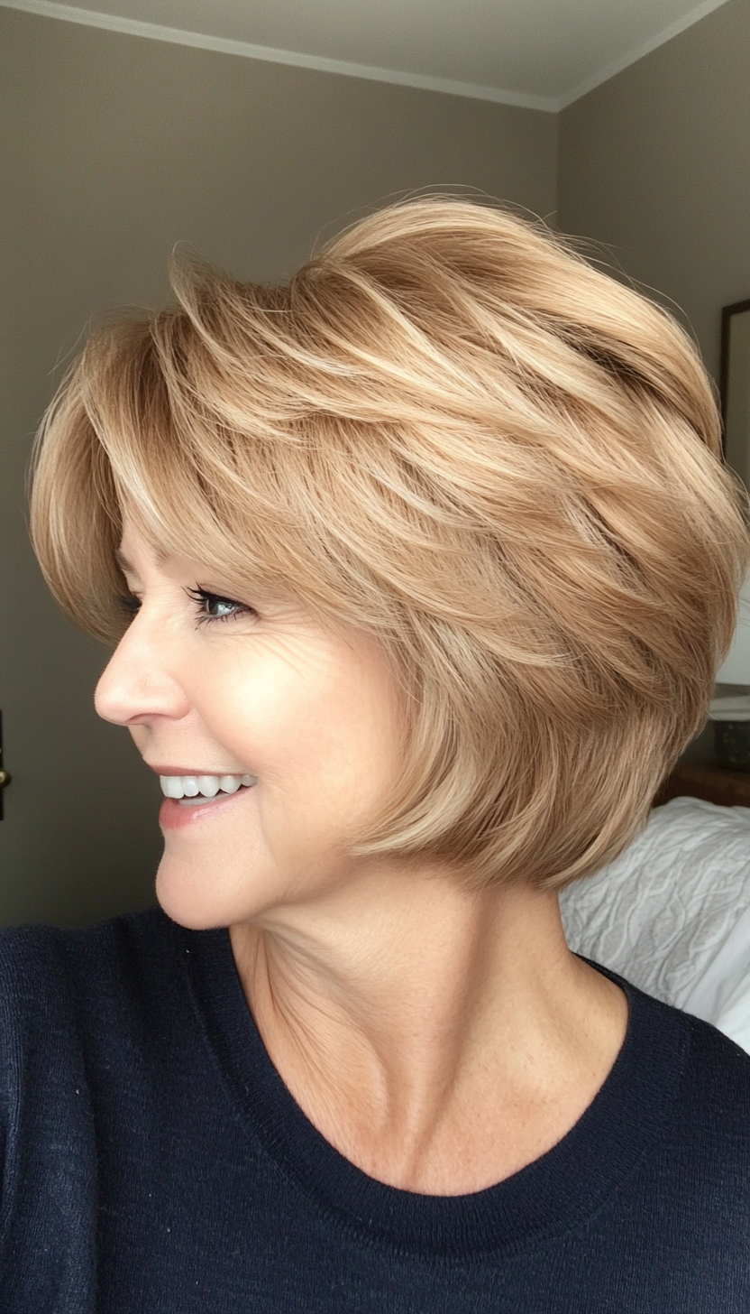 24. Caramel Blonde Short Shag (Short Haircuts For Women Over 60) - Short Haircuts For Women Over 60