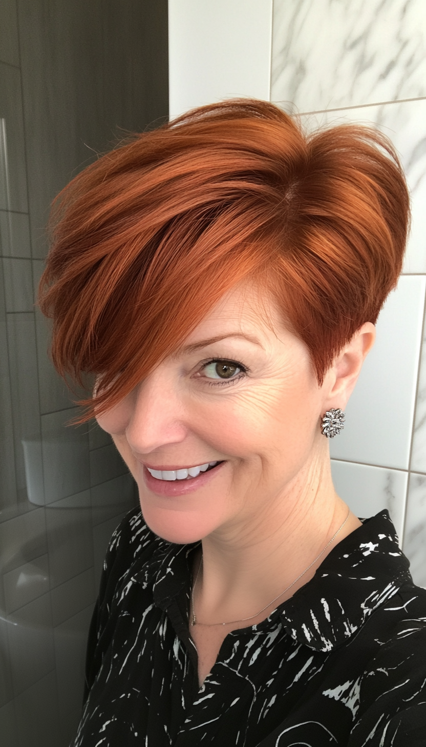 5. Tapered Cut in Rich Auburn (Short Haircuts For Women Over 50) - Short Haircuts For Women Over 50