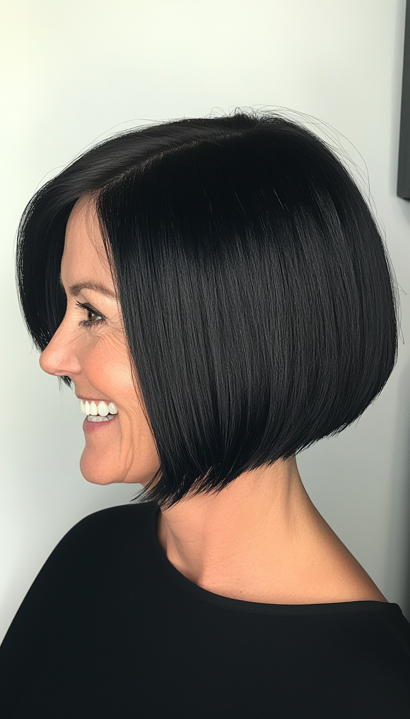 8. Short Blunt Bob in Jet Black (Short Haircuts For Women Over 50) - Short Haircuts For Women Over 50