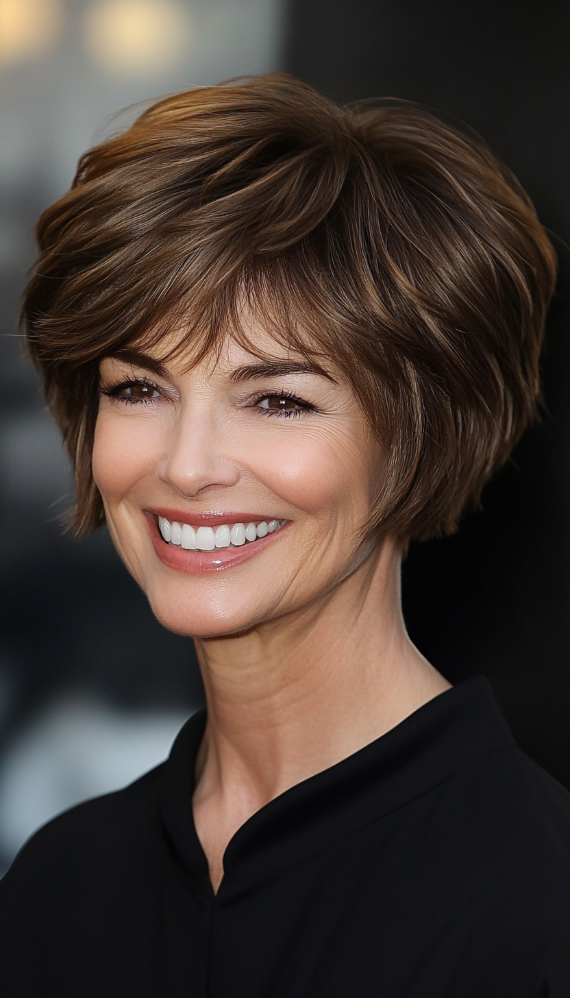 21. Pixie-Bob in Warm Brunette (Short Haircuts For Women Over 50) - Short Haircuts For Women Over 50