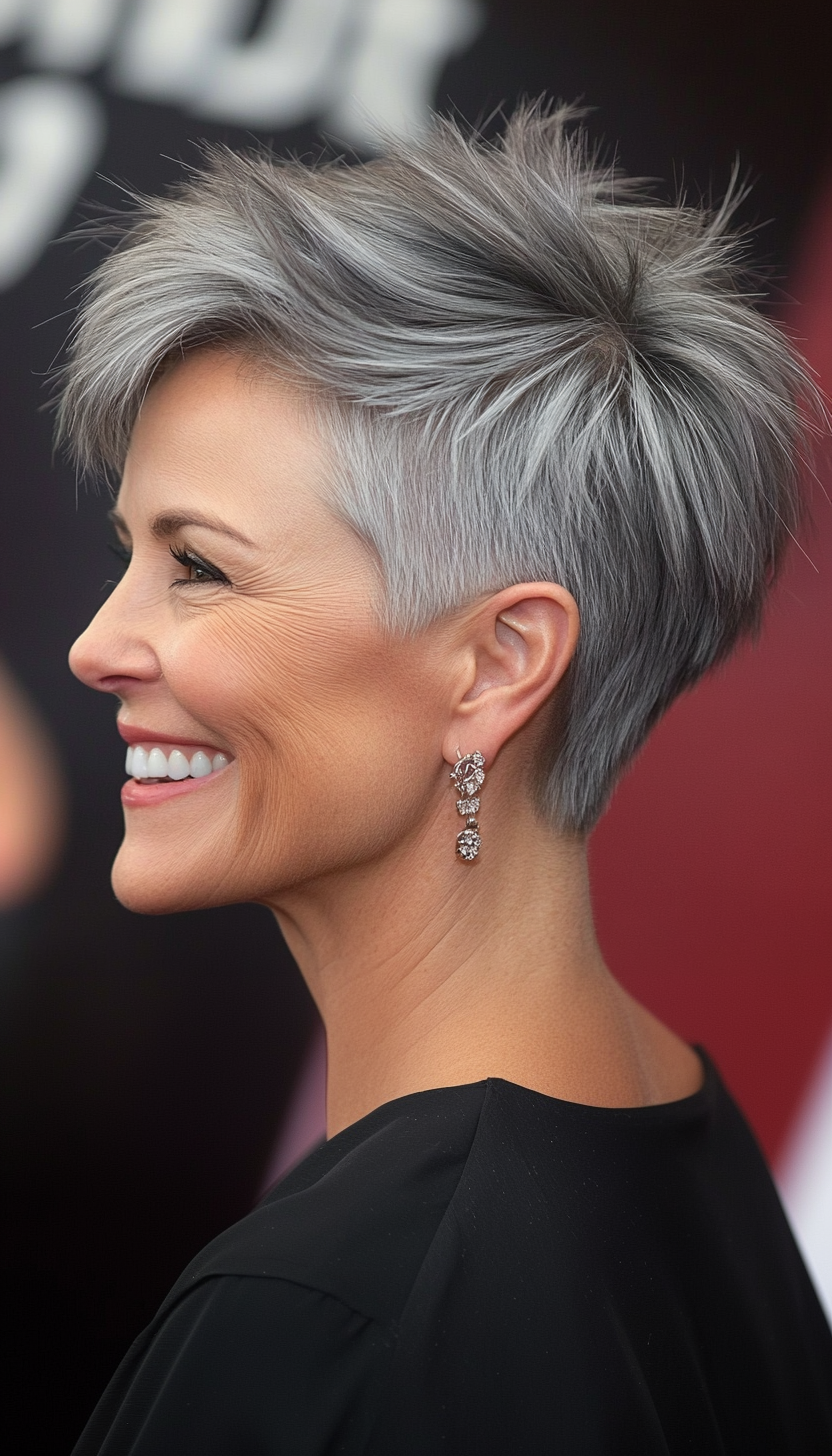 23. Undercut Pixie in Natural Gray (Short Haircuts For Women Over 50) - Short Haircuts For Women Over 50
