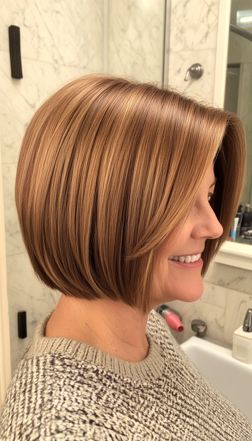 26. Classic Bob in Golden Brown (Short Haircuts For Women Over 50) - Short Haircuts For Women Over 50