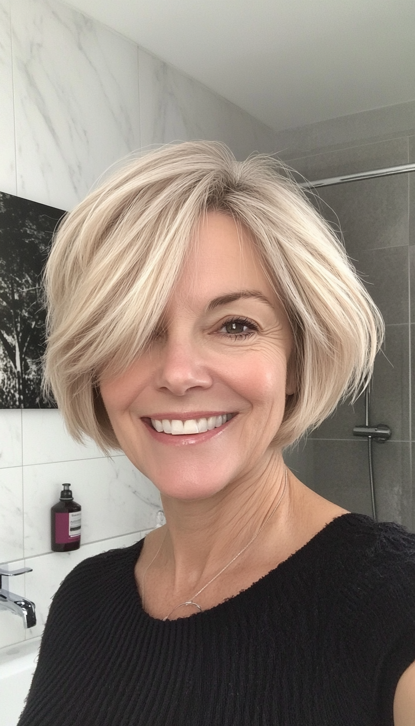 4. Wispy Layers in Light Blonde (Short Layered Bob Hairstyles For Older Women) - Short Layered Bob Hairstyles For Older Women