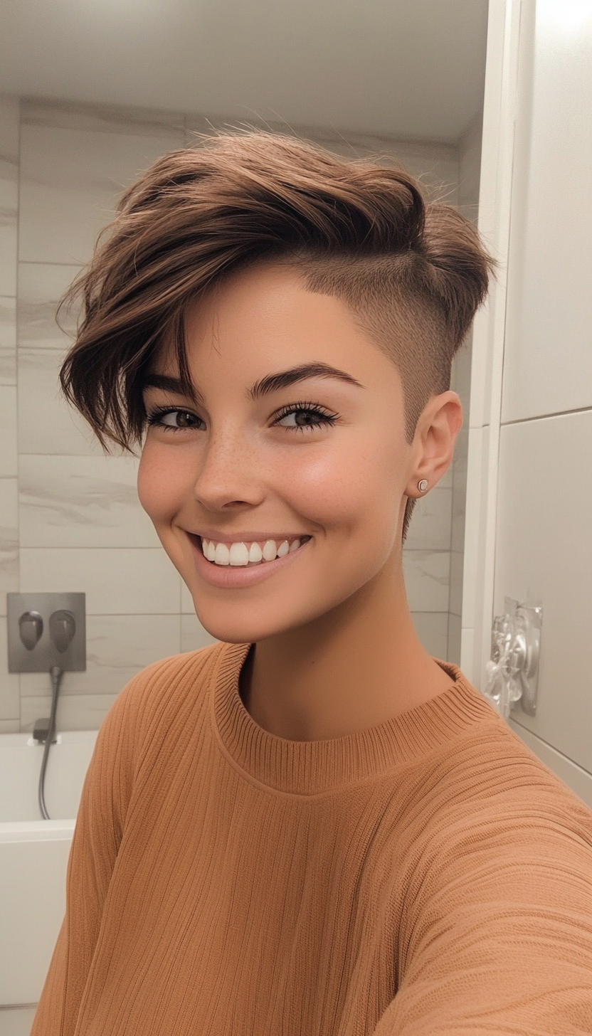 5. Undercut Pixie in Cool Ash Brown (Chic Short Haircuts) - Chic Short Haircuts