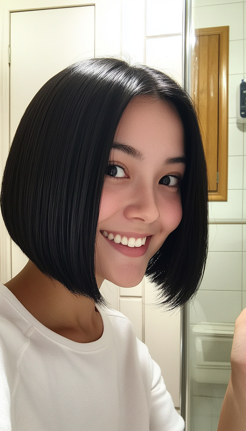 7. Classic Bob with Soft Black Shine (Chic Short Haircuts) - Chic Short Haircuts